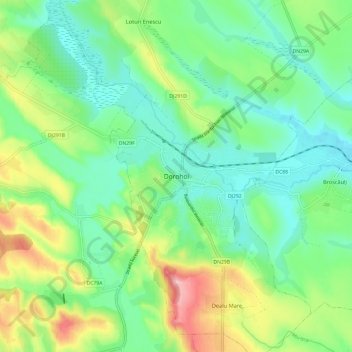 Mappa topografica Dorohoi, altitudine, rilievo