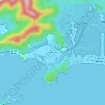 Mappa topografica Vila Sahy, altitudine, rilievo