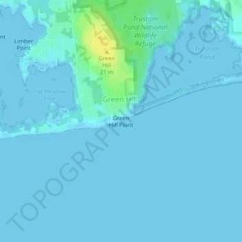 Mappa topografica Green Hill Point, altitudine, rilievo