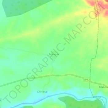 Mappa topografica Tekapar, altitudine, rilievo
