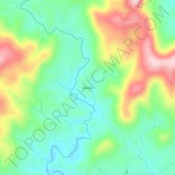 Mappa topografica Moxley, altitudine, rilievo