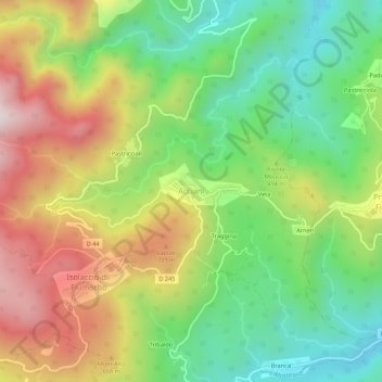 Mappa topografica Acciani, altitudine, rilievo