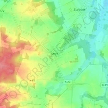 Mappa topografica Rieste, altitudine, rilievo