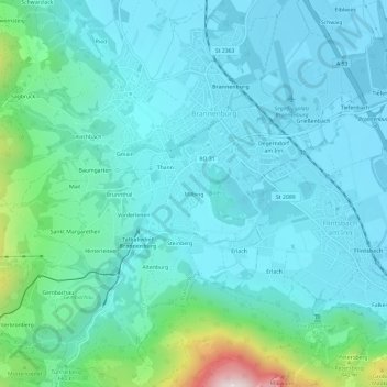 Mappa topografica Milbing, altitudine, rilievo