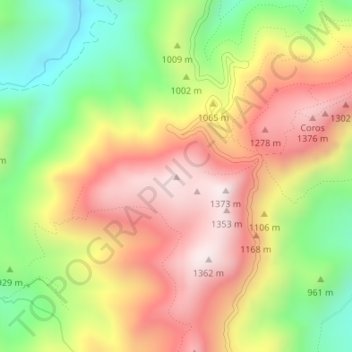 Mappa topografica Cerro de las Lomas, altitudine, rilievo