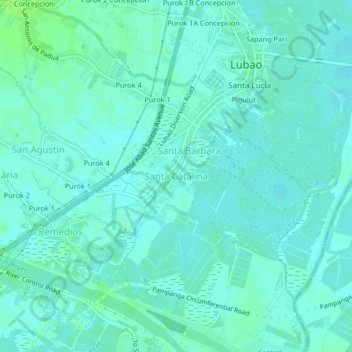 Mappa topografica Santa Catalina, altitudine, rilievo