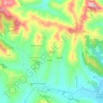 Mappa topografica Cassone, altitudine, rilievo