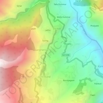 Mappa topografica Ranti, altitudine, rilievo