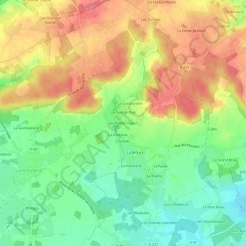 Mappa topografica Les Petites Vignes, altitudine, rilievo