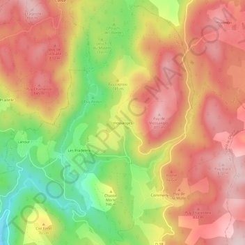 Mappa topografica Viossanges, altitudine, rilievo