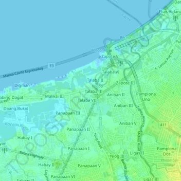 Mappa topografica Talaba 3, altitudine, rilievo