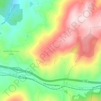 Mappa topografica Skyland Estates, altitudine, rilievo