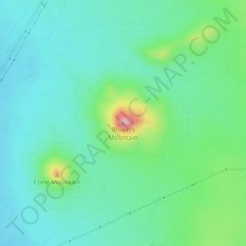 Mappa topografica Brown's Mountain, altitudine, rilievo