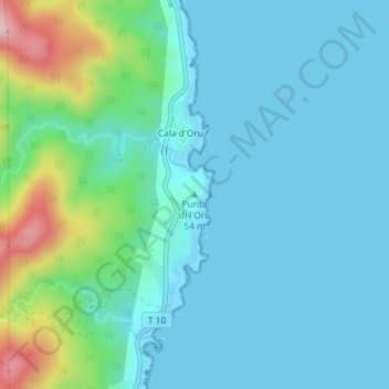Mappa topografica Punta di l'Oru, altitudine, rilievo