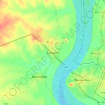 Mappa topografica Sarapaka, altitudine, rilievo