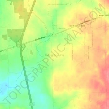 Mappa topografica Jackson Township, altitudine, rilievo