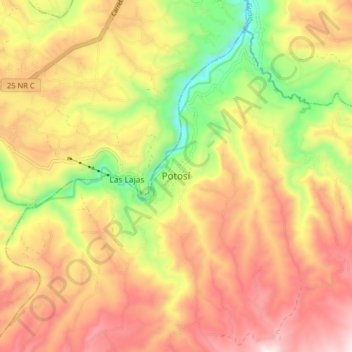 Mappa topografica Potosí, altitudine, rilievo