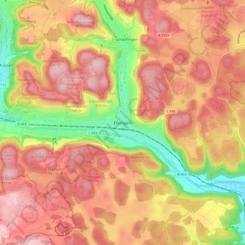 Mappa topografica Ebingen, altitudine, rilievo
