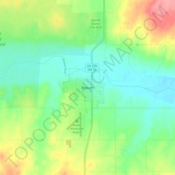 Mappa topografica Beaver, altitudine, rilievo