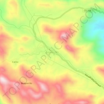 Mappa topografica Assunção, altitudine, rilievo