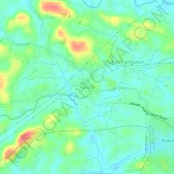 Mappa topografica Adivad, altitudine, rilievo