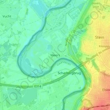 Mappa topografica Meers, altitudine, rilievo
