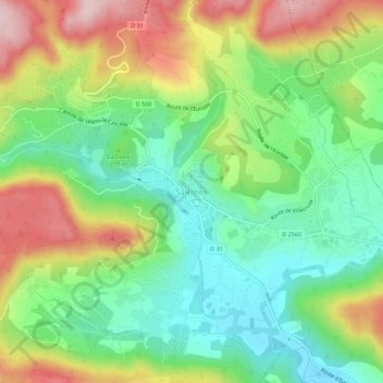 Mappa topografica Salernes, altitudine, rilievo