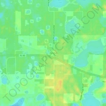Mappa topografica Alcoma, altitudine, rilievo