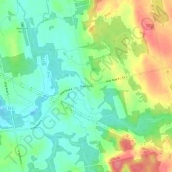 Mappa topografica Allan Park, altitudine, rilievo