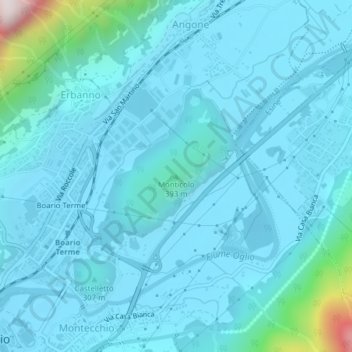 Mappa topografica Monticolo, altitudine, rilievo