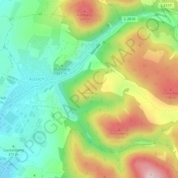 Mappa topografica Komberg, altitudine, rilievo