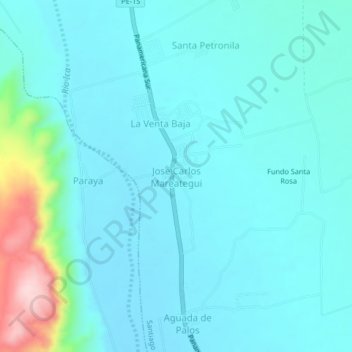 Mappa topografica Jose Carlos Mareategui, altitudine, rilievo