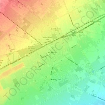 Mappa topografica Rolleston, altitudine, rilievo