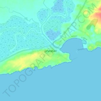 Mappa topografica Jafarabad, altitudine, rilievo