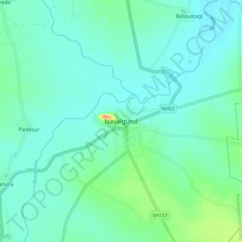 Mappa topografica Navalagunda, altitudine, rilievo