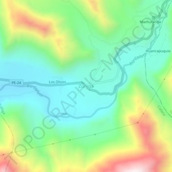 Mappa topografica Zuñiga, altitudine, rilievo