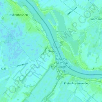Mappa topografica Over, altitudine, rilievo