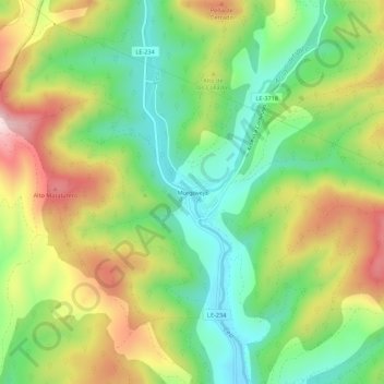 Mappa topografica Morgovejo, altitudine, rilievo