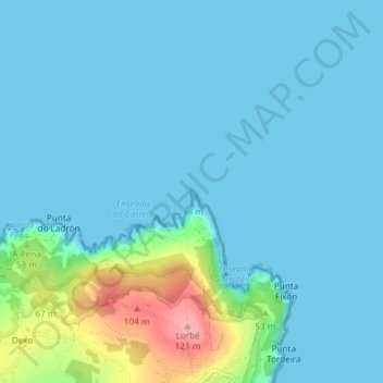 Mappa topografica Punta Torrella, altitudine, rilievo