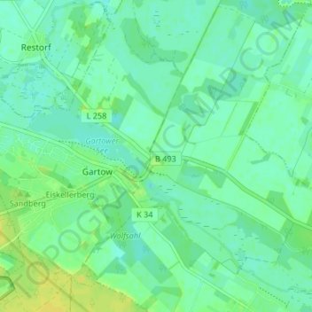 Mappa topografica Quarnstedt, altitudine, rilievo