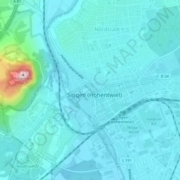 Mappa topografica Oberes Schloss, altitudine, rilievo
