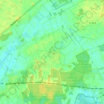 Mappa topografica Lodbergen, altitudine, rilievo