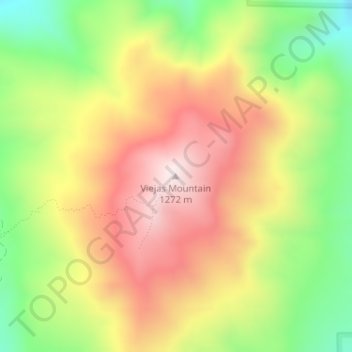 Mappa topografica Viejas Mountain, altitudine, rilievo