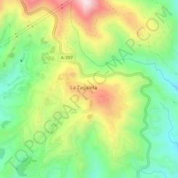 Mappa topografica Zagaleta, altitudine, rilievo
