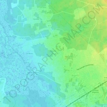 Mappa topografica Le Pujau, altitudine, rilievo