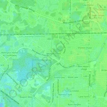 Mappa topografica Meadow Brook, altitudine, rilievo