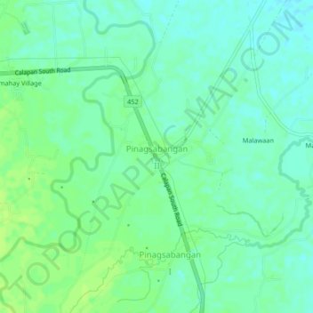 Mappa topografica Pinagsabangan Ⅱ, altitudine, rilievo