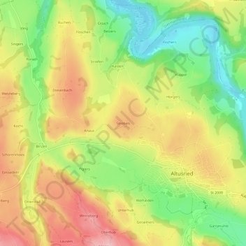 Mappa topografica Strobels, altitudine, rilievo