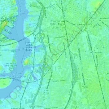 Mappa topografica Avalon, altitudine, rilievo