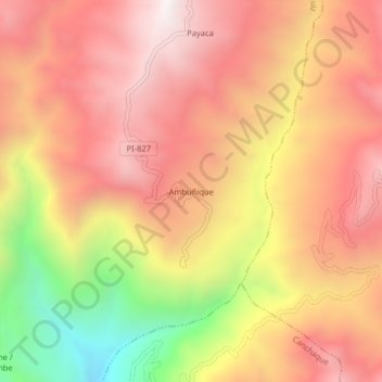Mappa topografica Ambuñique, altitudine, rilievo